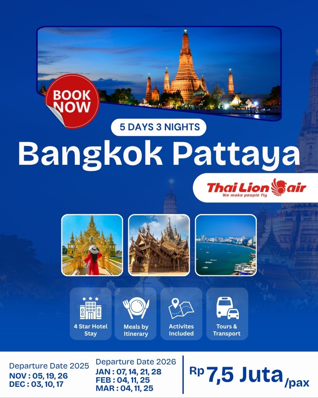 5D3N BANGKOK PATTAYA 2025-2026